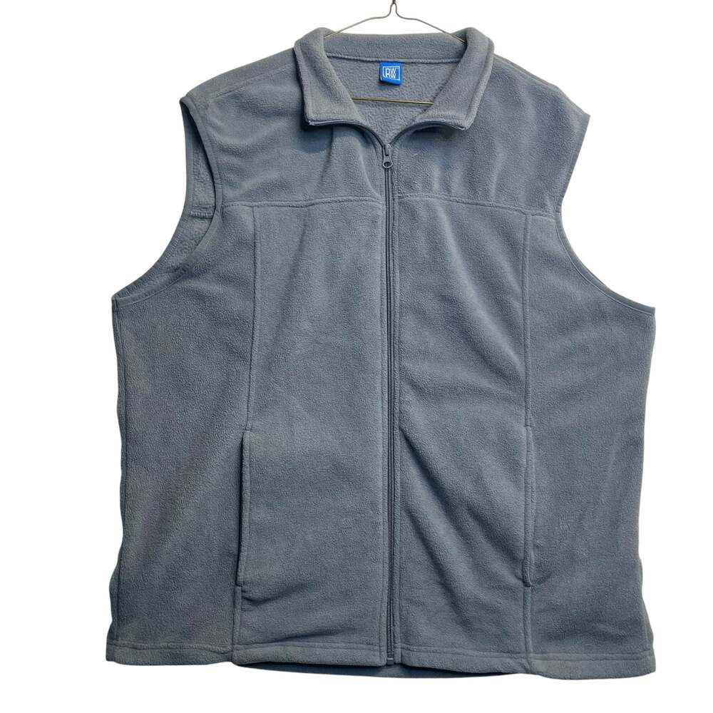 RW Rugged Wear Men’s XL Gray Fleece Full Zip Vest Outdoor Casual